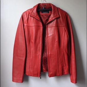 Red leather jacket